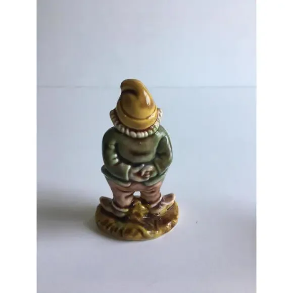 Pair of 1970s Vintage Gnome Figurines - Green and Purple Shirts